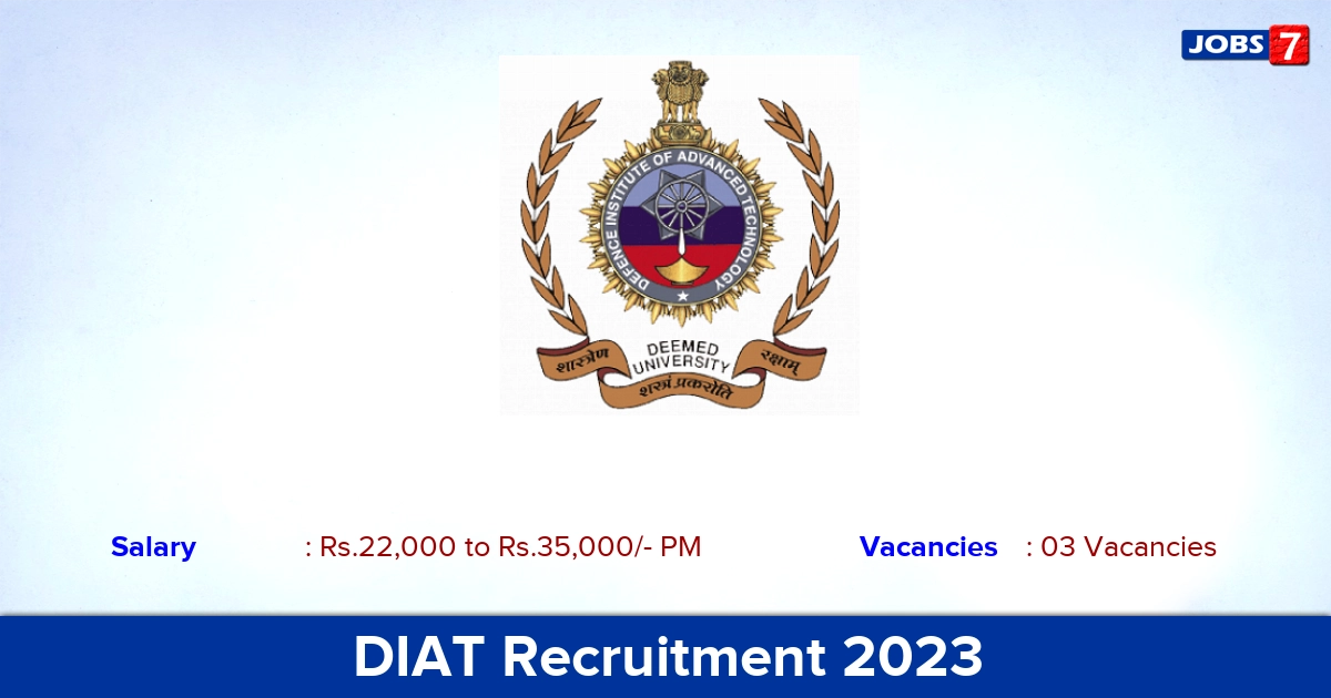DIAT JRF & SRF Recruitment 2023, Apply Through an Email!