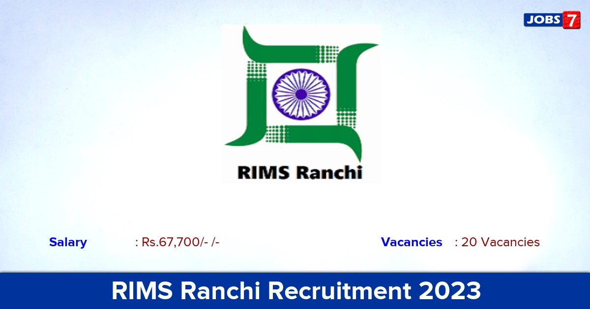 RIMS Ranchi Recruitment 2023  Senior Resident Posts, Walk-in Interview!