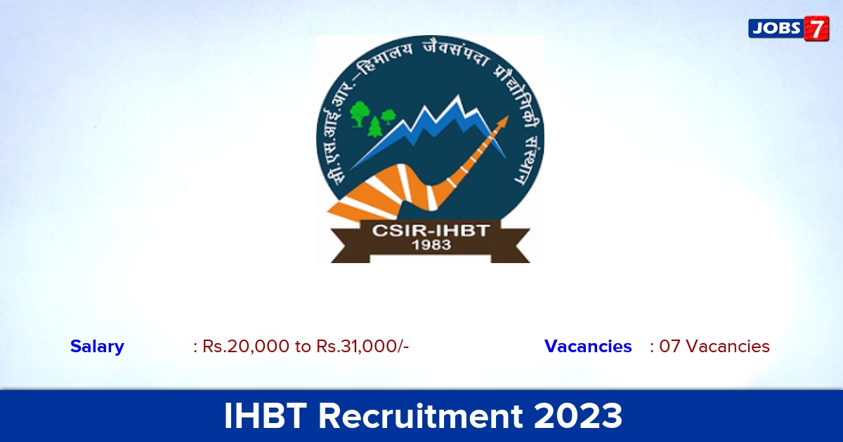 IHBT Recruitment 2023 - Walk-in Interview For Project Associate Jobs! 