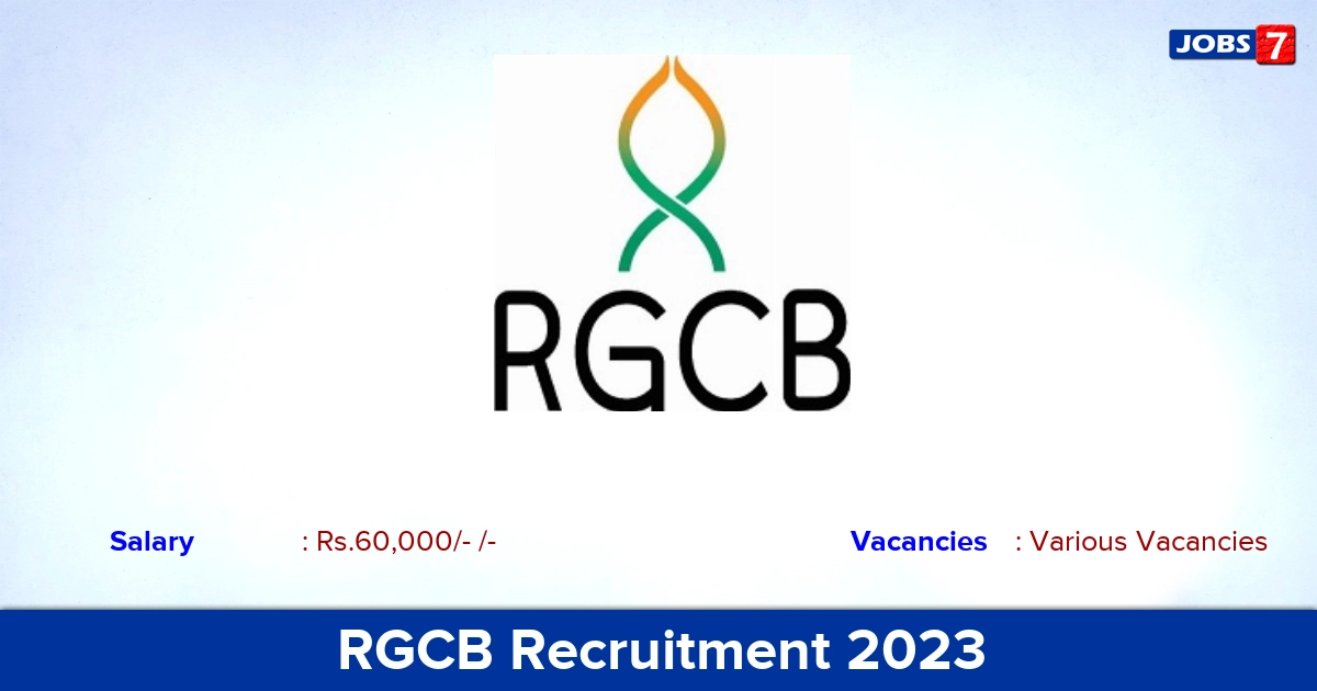 RGCB Recruitment 2023 - Tutor Jobs, No Application Fee! Apply Now