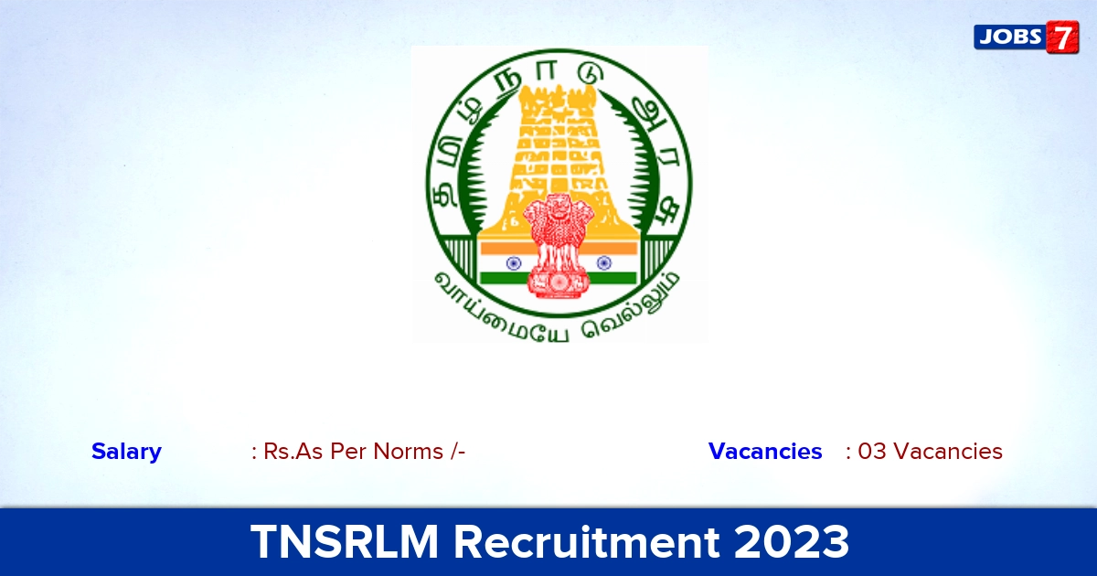 TNSRLM Madurai Recruitment 2023 - Apply Block Coordinator Jobs, Offline Application