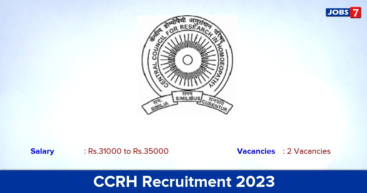 CCRH Recruitment 2023 - Apply Offline for JRF, SRF Jobs