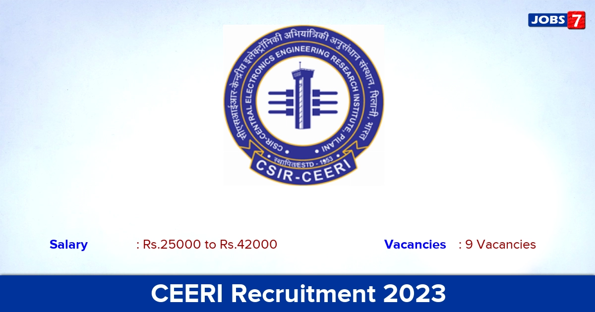 CEERI Recruitment 2023 - Apply Online for JRF, Project Associate Jobs