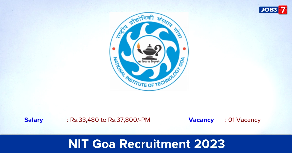 NIT Goa Recruitment 2023  Junior Research Fellow Posts, Apply Through an Email