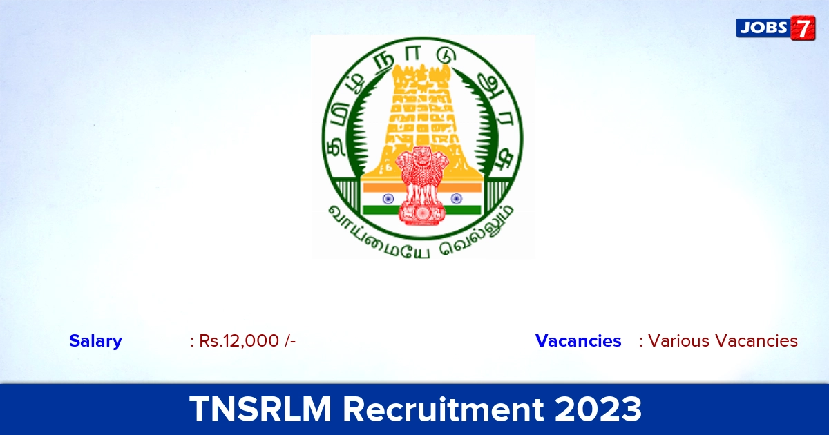 TNSRLM Nilgiris Recruitment 2023 - Apply Block Coordinator Jobs, Offline Application!