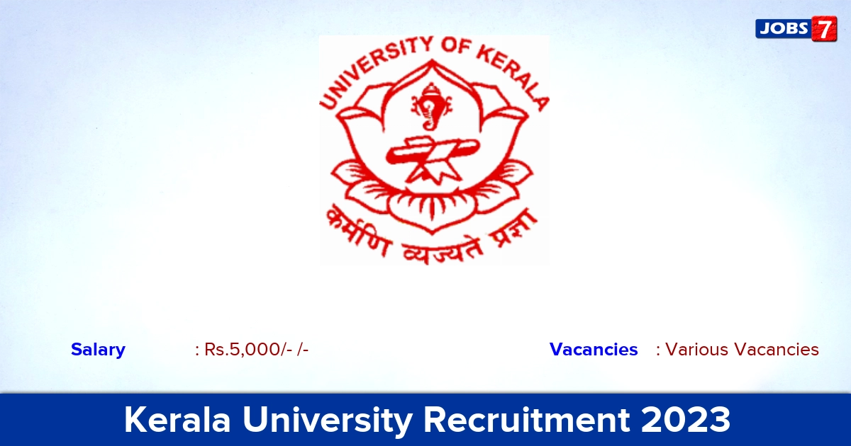 Kerala University Recruitment 2023 - Research Assistant Jobs, Apply Through an Email!