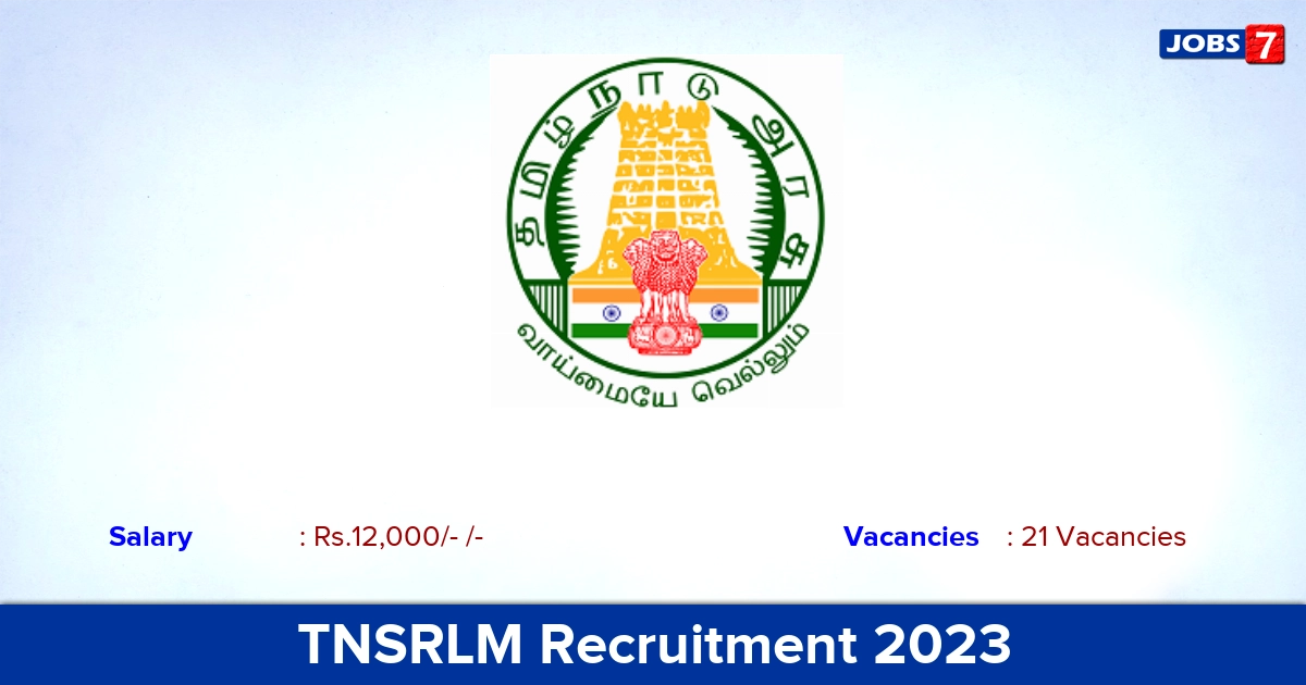 TNSRLM Tiruppur Recruitment 2023 - Block Coordinator Jobs, 21 Posts! Apply Offline