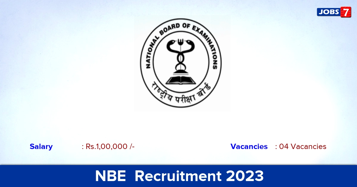 NBE  Recruitment 2023 - Assistant Director Jobs, Apply Offline!