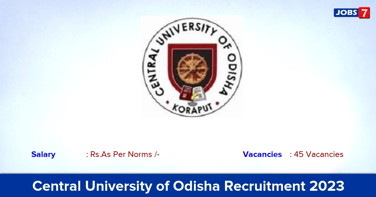 Central University of Odisha Recruitment 2023 - Assistant Professor Jobs, Apply Either Online Or Offline