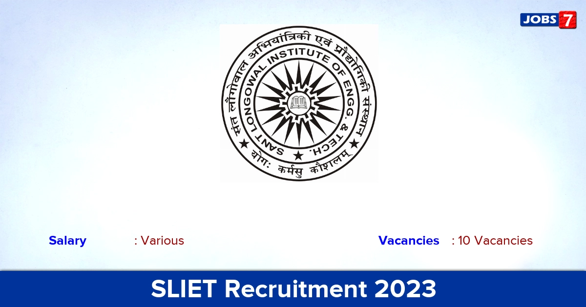 SLIET Recruitment 2023 - Apply Offline for 10 Visiting Consultant Vacancies