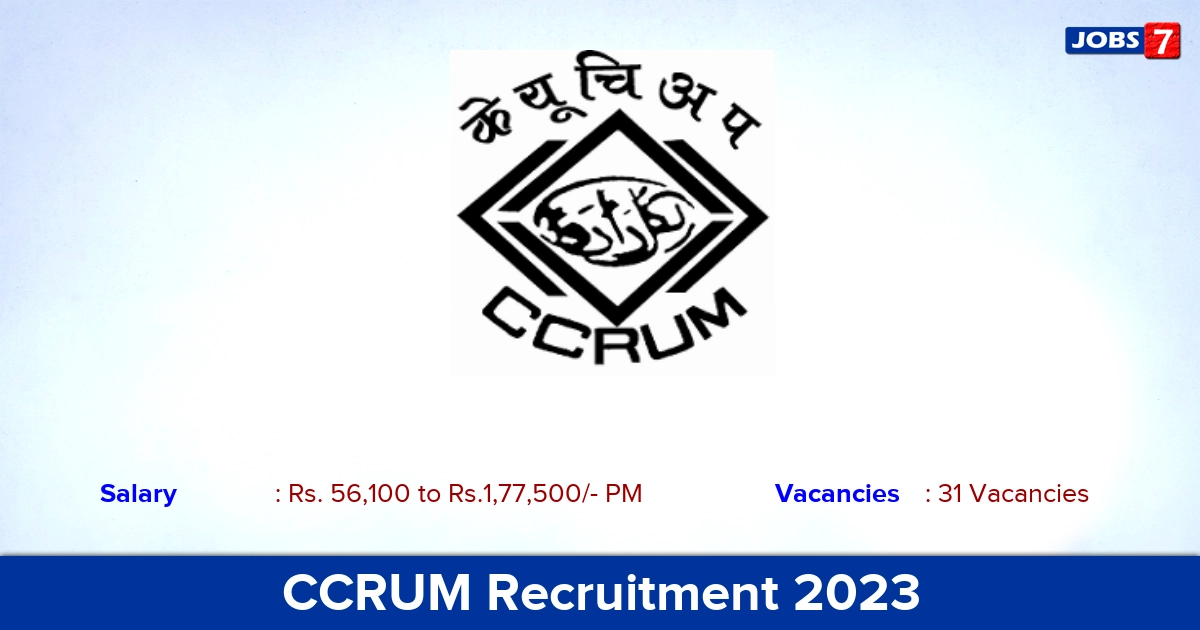 CCRUM Recruitment 2023 - Offline Application For Research Officer Jobs! 