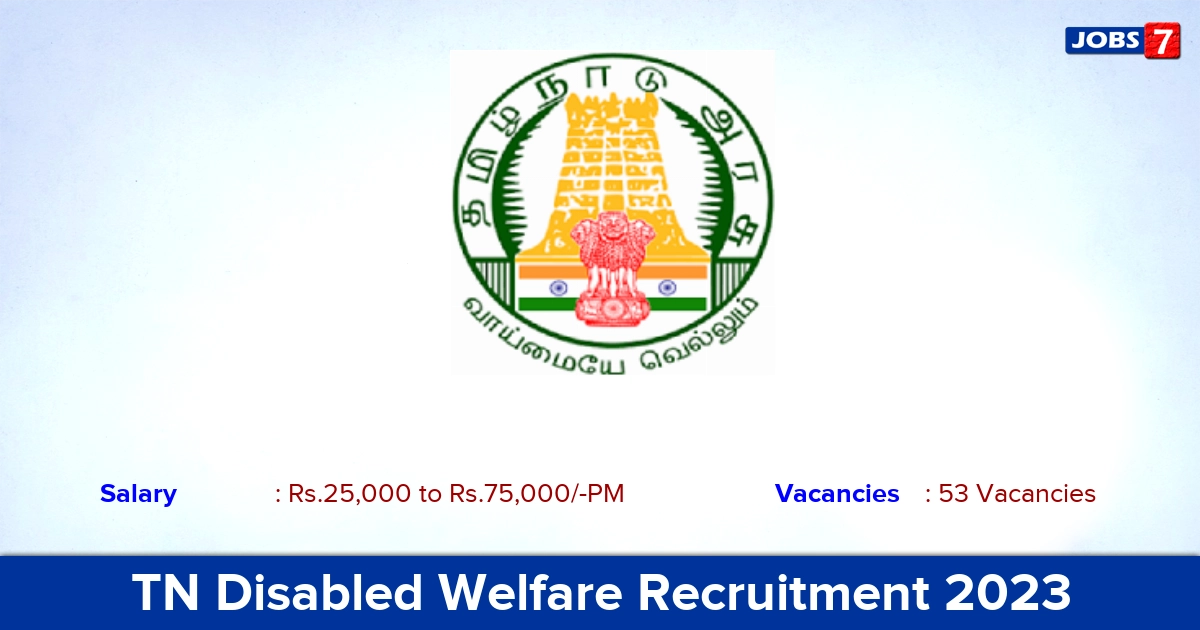 TN Disabled Welfare Recruitment 2023 - Apply Program Officer & Data Analyst Jobs, Offline Application