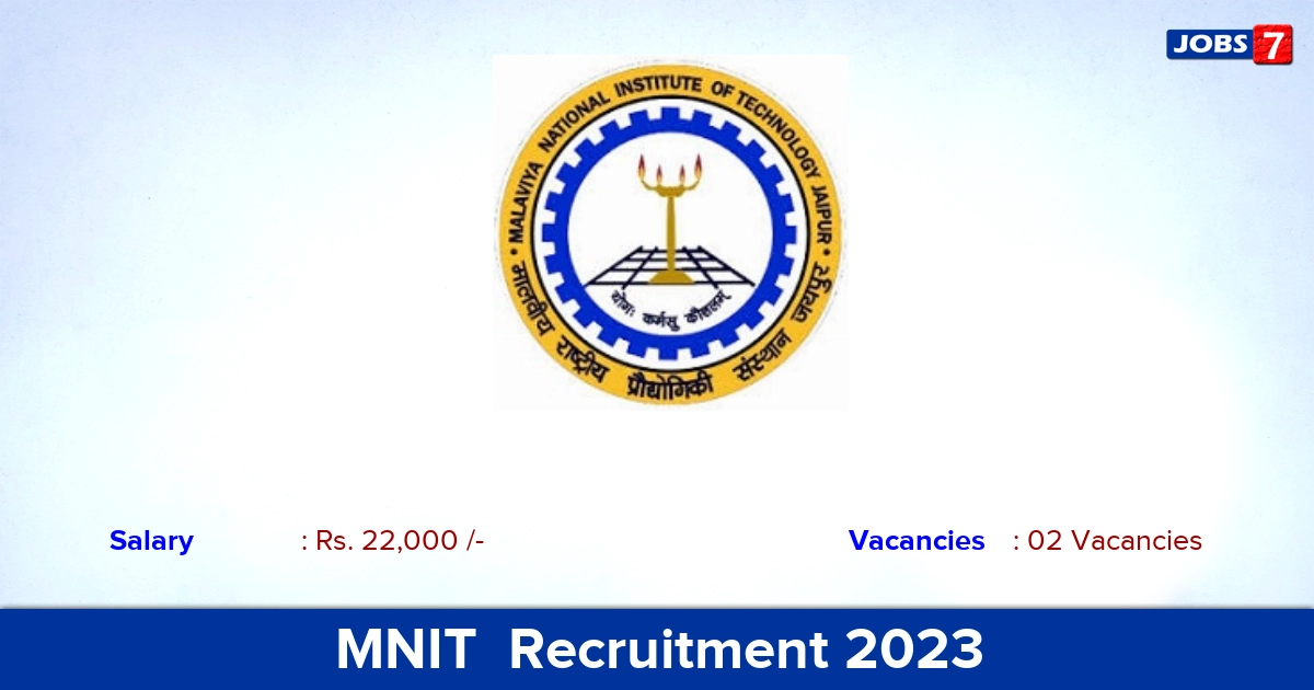 MNIT  Recruitment 2023 - Project Assistant Jobs, Apply Online!