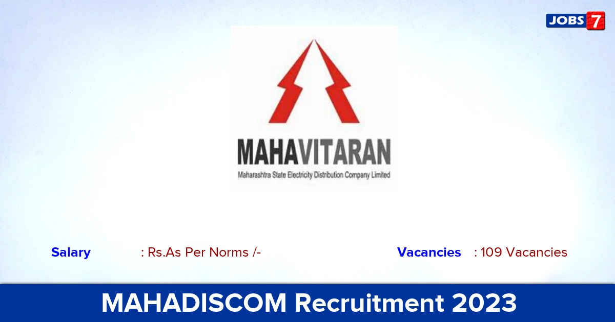 MAHADISCOM Recruitment 2023 - Online Application For Apprentice Jobs, 109 Vacancies! 