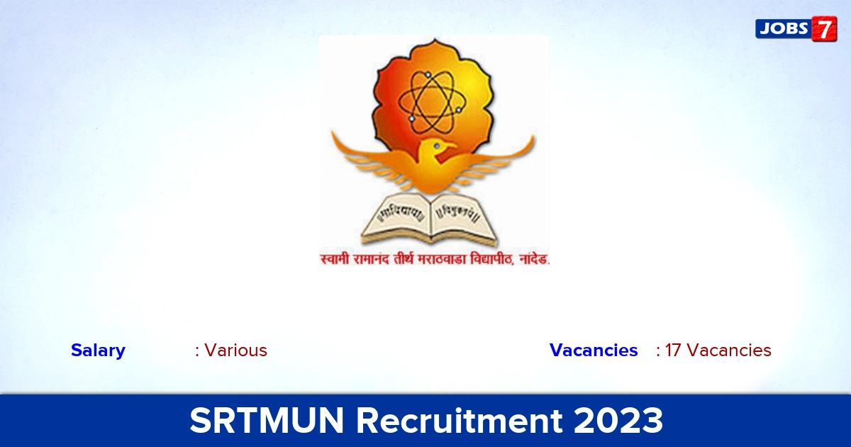 SRTMUN Recruitment 2023 - Apply Offline for 17 Assistant Professor Vacancies