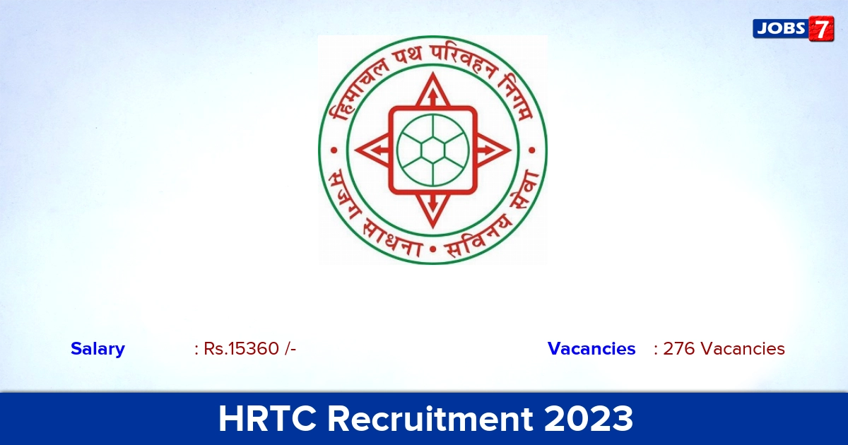 HRTC Recruitment 2023 - Apply Offline for 276 Driver Vacancies
