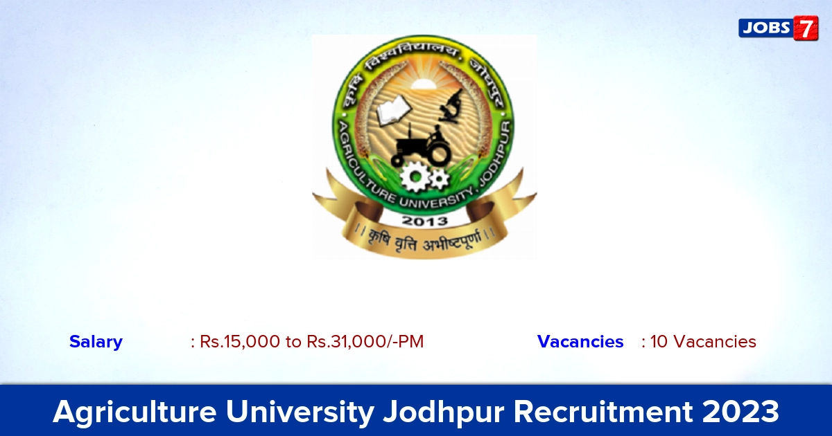 Agriculture University Jodhpur Recruitment 2023 - Field Assistant Jobs, Walk-in Interview!