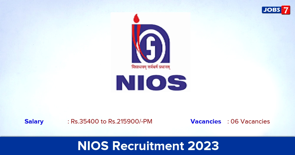 NIOS Recruitment 2023 - Deputy Director Jobs, Apply Online!