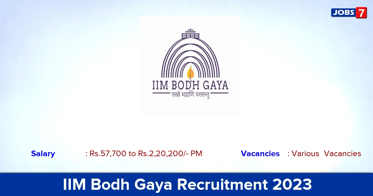 IIM Bodh Gaya Recruitment 2023 - Assistant Professor Jobs, Online Application!