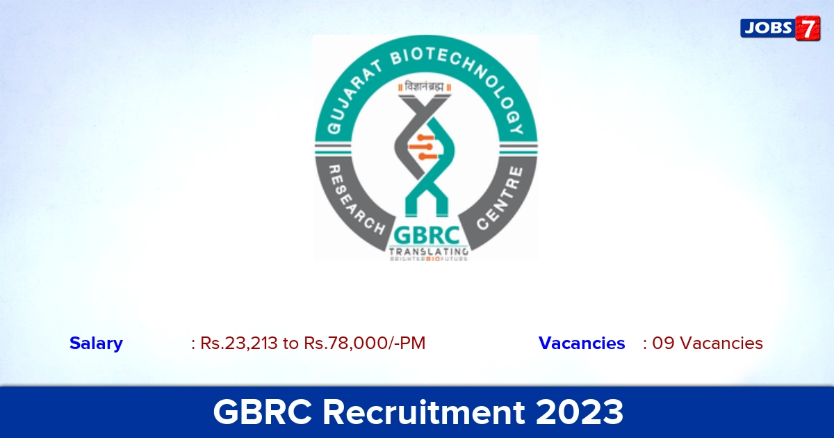 GBRC Recruitment 2023 - Research Associate Jobs, Online Application!