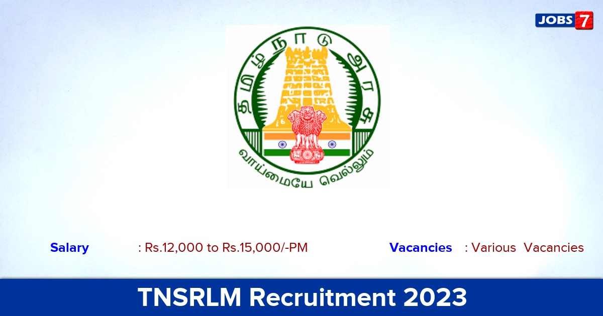TNSRLM Tiruchirappalli Recruitment 2023 - Block Coordinator Jobs, Apply Offline!