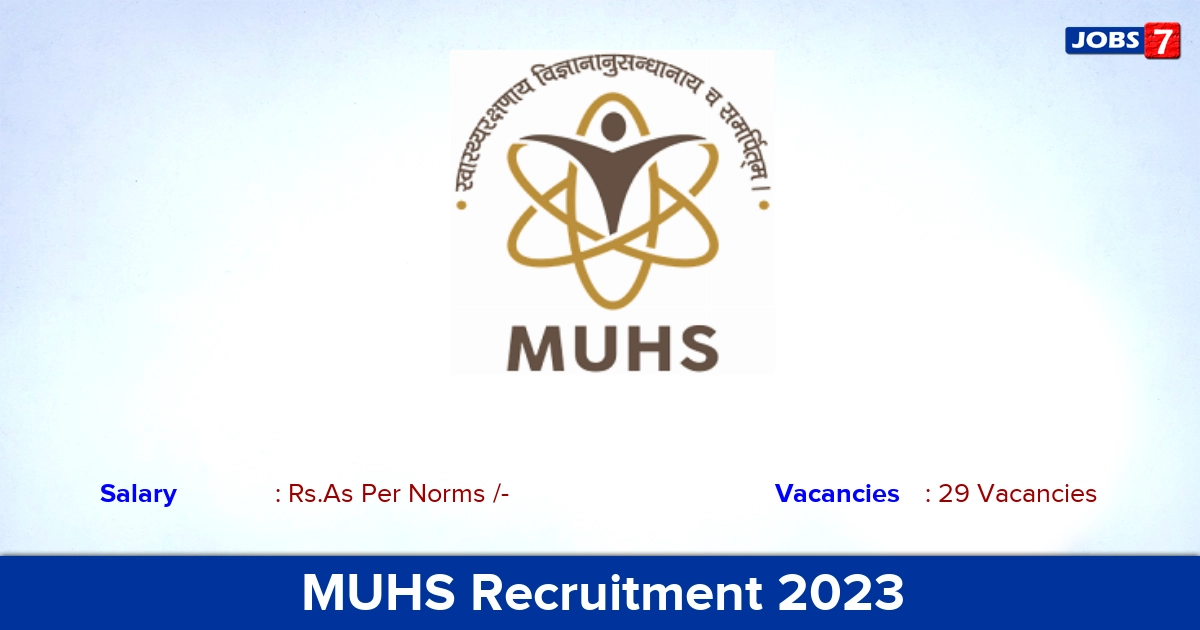 MUHS Recruitment 2023 - Assistant Professor Jobs, Apply Offline!