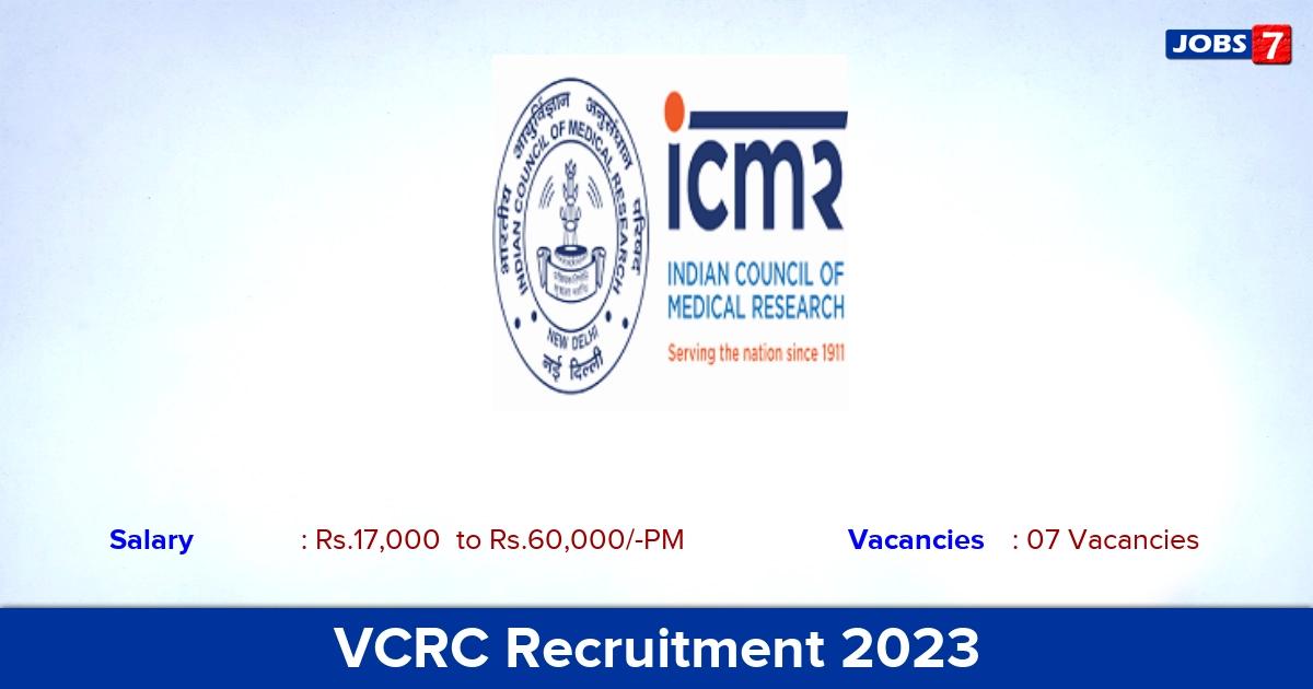 VCRC Recruitment 2023 - Apply Junior Medical Officer Jobs, Offline Application!
