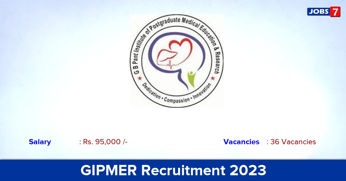 GIPMER Recruitment 2023 - Apply Assistant Professor Jobs, 36 Vacancies!