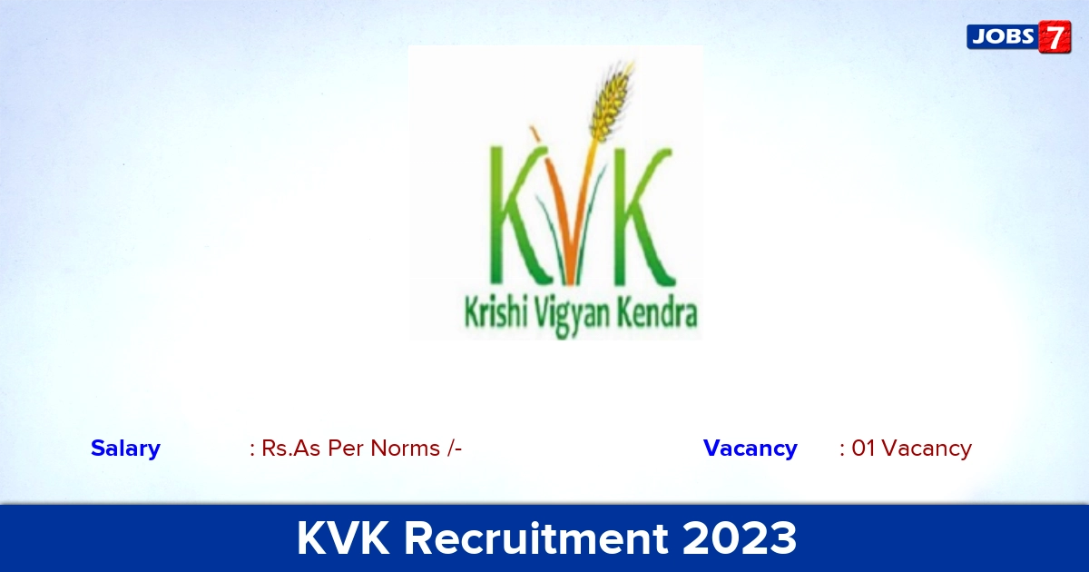 KVK Karur Recruitment 2023 - Specialist Jobs, Offline Application!