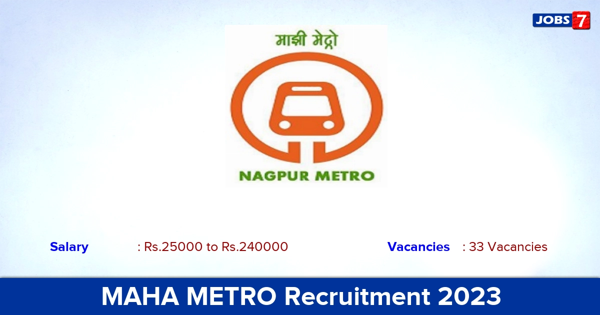 MAHA METRO Recruitment 2023 - Apply Online for 33 Manager Vacancies
