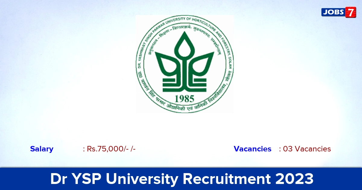 Dr YSP University Recruitment 2023 - Walk-in Interview For Guest Faculty Jobs!