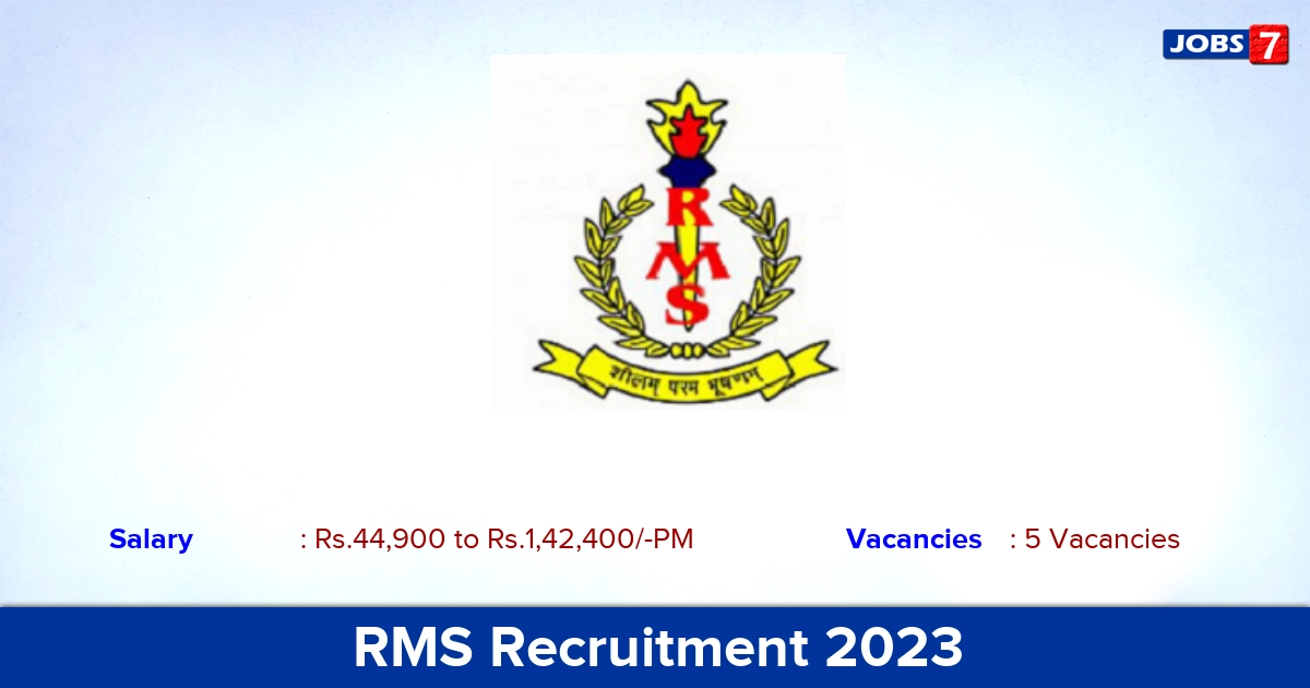 RMS Recruitment 2023 - Salary 1,42,400/-Per Month Assistant Master Jobs Apply Now!