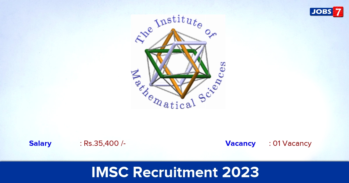 IMSC Chennai Recruitment 2023 - Scientific Assistant Jobs, Apply Online!