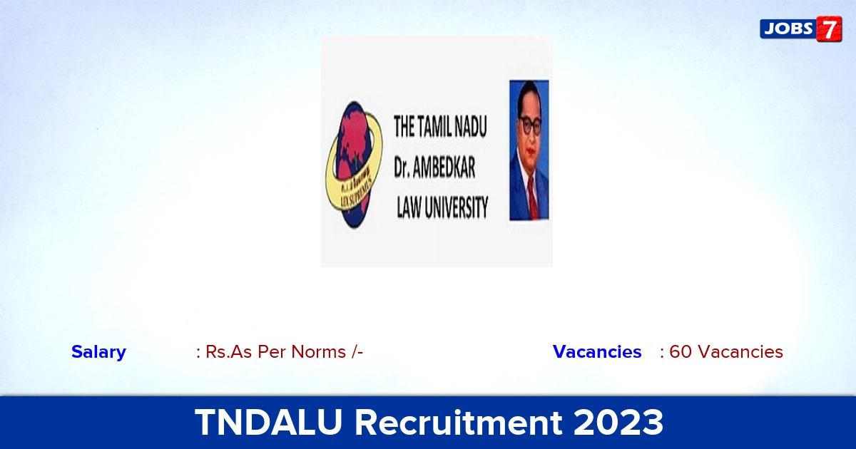 TNDALU Recruitment 2023 - Assistant Professor Jobs, Offline Application!