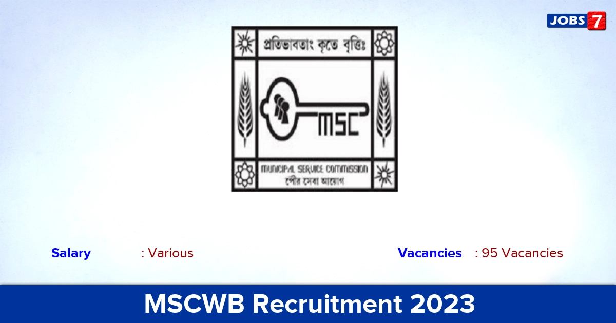 MSCWB Recruitment 2023 - Apply Online for 95 Sub Assistant, Deputy Analyst Vacancies