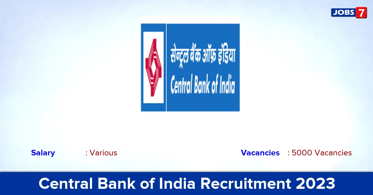 Central Bank of India Recruitment 2023 - Apply Online for 5000 Apprentices Vacancies