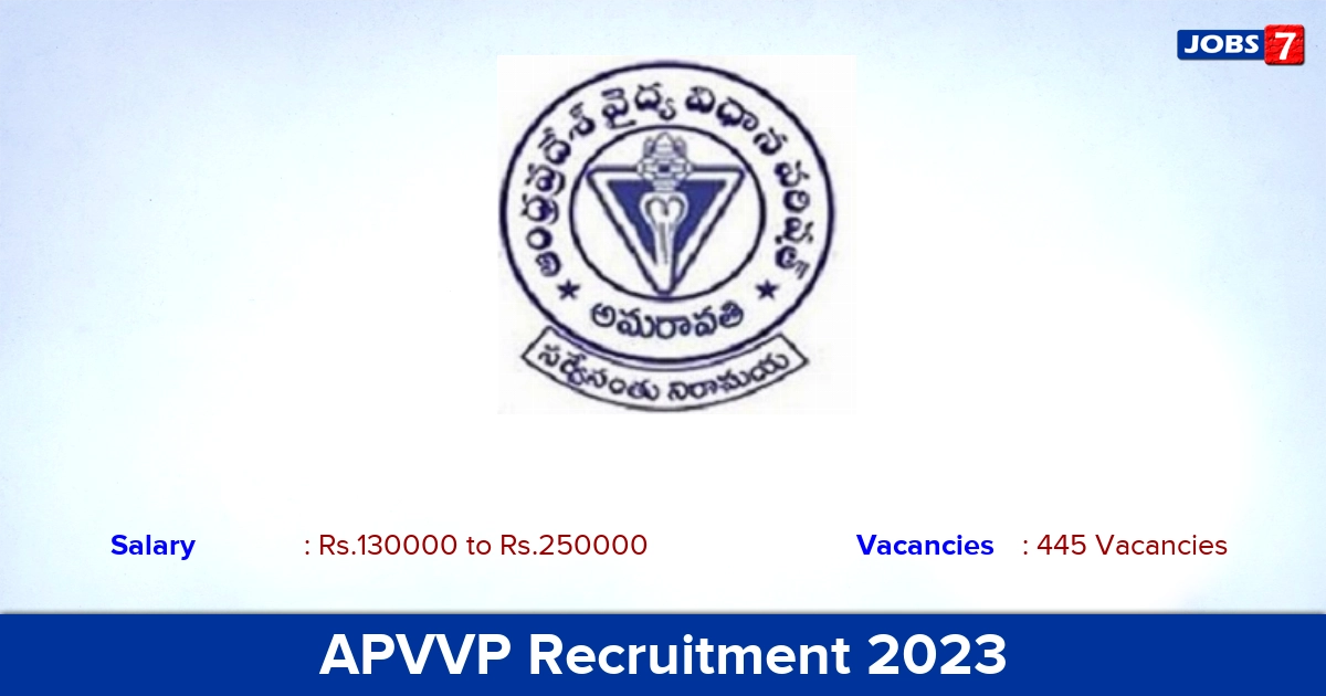 APVVP Recruitment 2023 - Apply Offline for 445 Civil Assistant Surgeon Specialist Vacancies