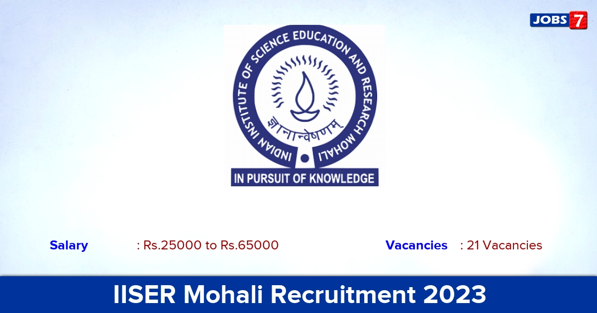 IISER Mohali Recruitment 2023 - Apply Online for 21Lab Assistant, Junior Assistant Vacancies