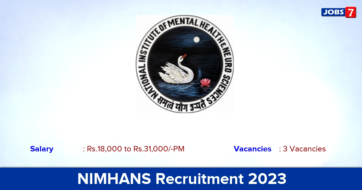 NIMHANS Recruitment 2023 - Junior Research Fellow Jobs, Apply Through an Email!
