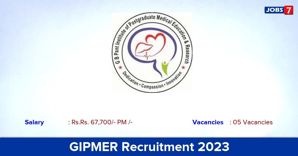 GIPMER Recruitment 2023 - Senior Resident Jobs, Apply Here!