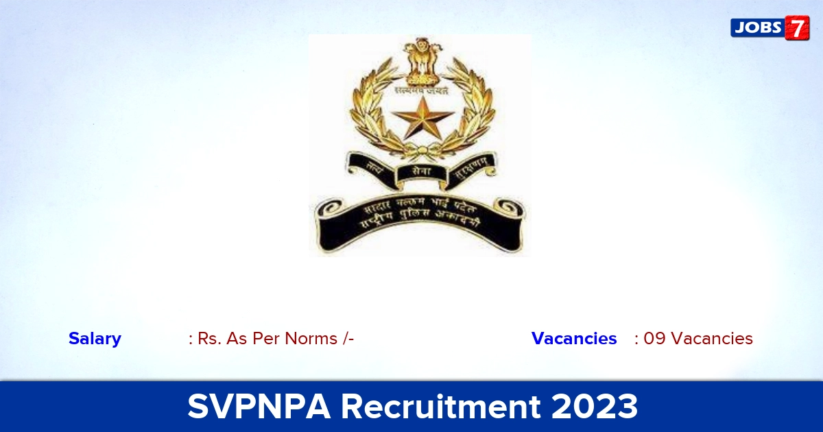 SVPNPA Recruitment 2023 - Assistant Director Jobs, Apply Offline!
