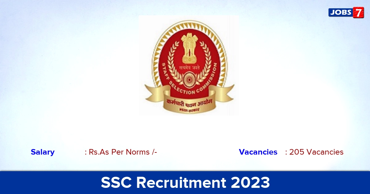 SSC Recruitment 2023 - Junior Assistant Jobs, 205 Vacancies! Apply Now