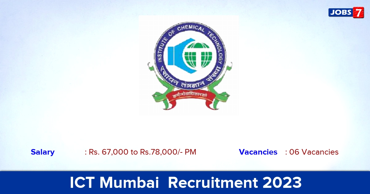 ICT Mumbai  Recruitment 2023 - Apply Offline for Project Scientist Jobs!