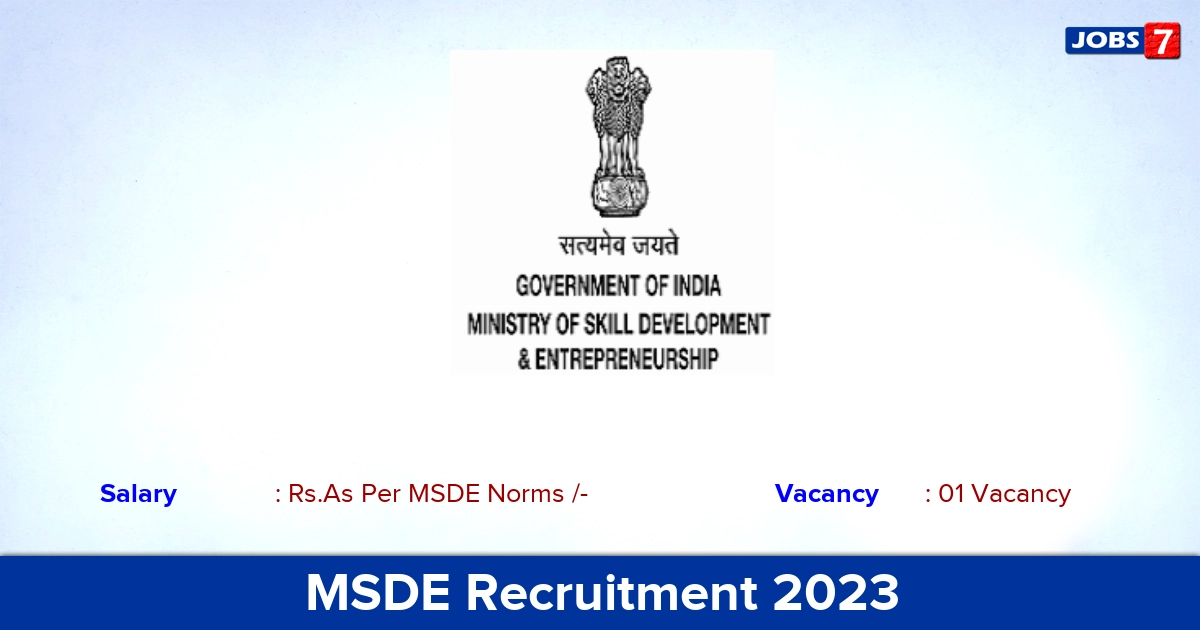 MSDE Recruitment 2023 - Apply Online for Consultant Jobs!
