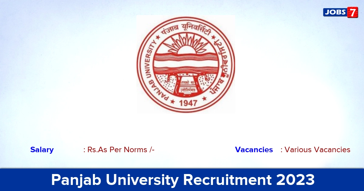 Panjab University Recruitment 2023 - Apply Offline for Principal Jobs, Click Here!