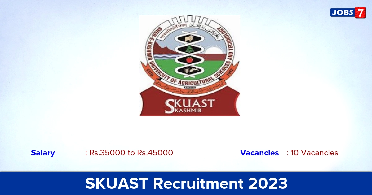 SKUAST Recruitment 2023 - Apply Offline for 10 Assistant Professor Vacancies