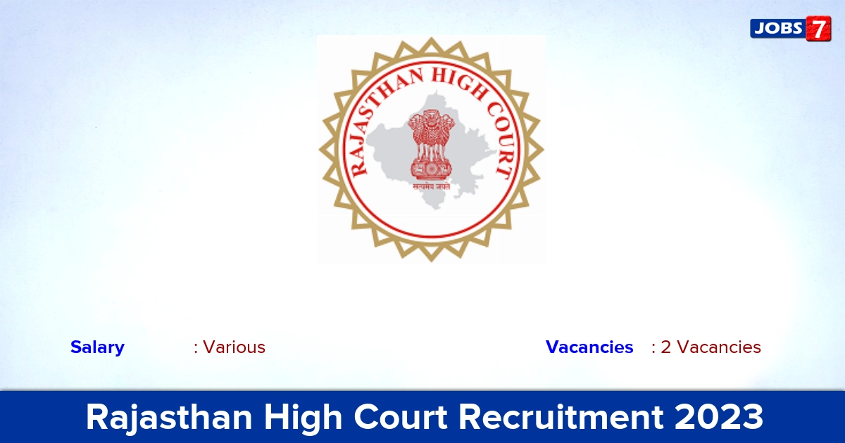 Rajasthan High Court Recruitment 2023 - Apply Online for Legal Researcher Jobs