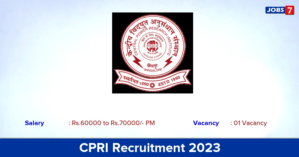 CPRI Recruitment 2023 - Apply Offline for Engineering Specialist Jobs!