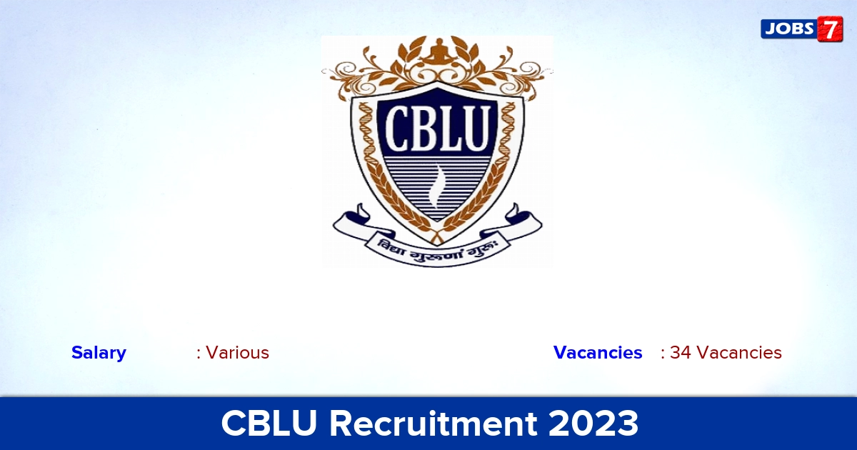 CBLU Recruitment 2023 - Apply Online for 34 Assistant Professor Vacancies