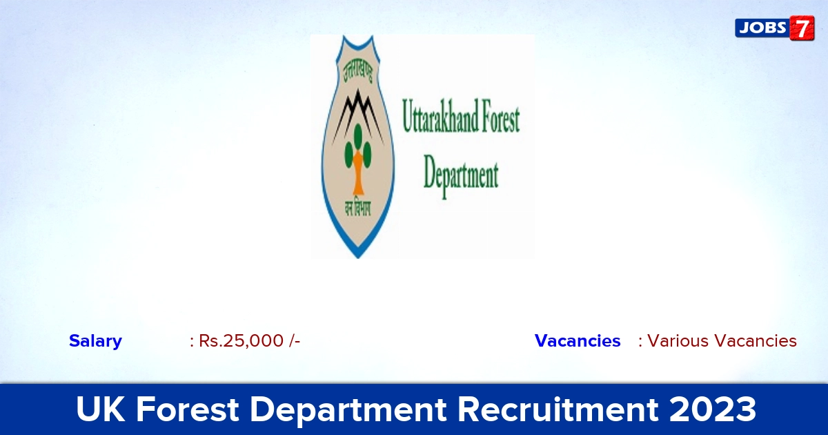 UK Forest Department Recruitment 2023 - Working Plan Associate Jobs, Apply Offline, No Application Fee!